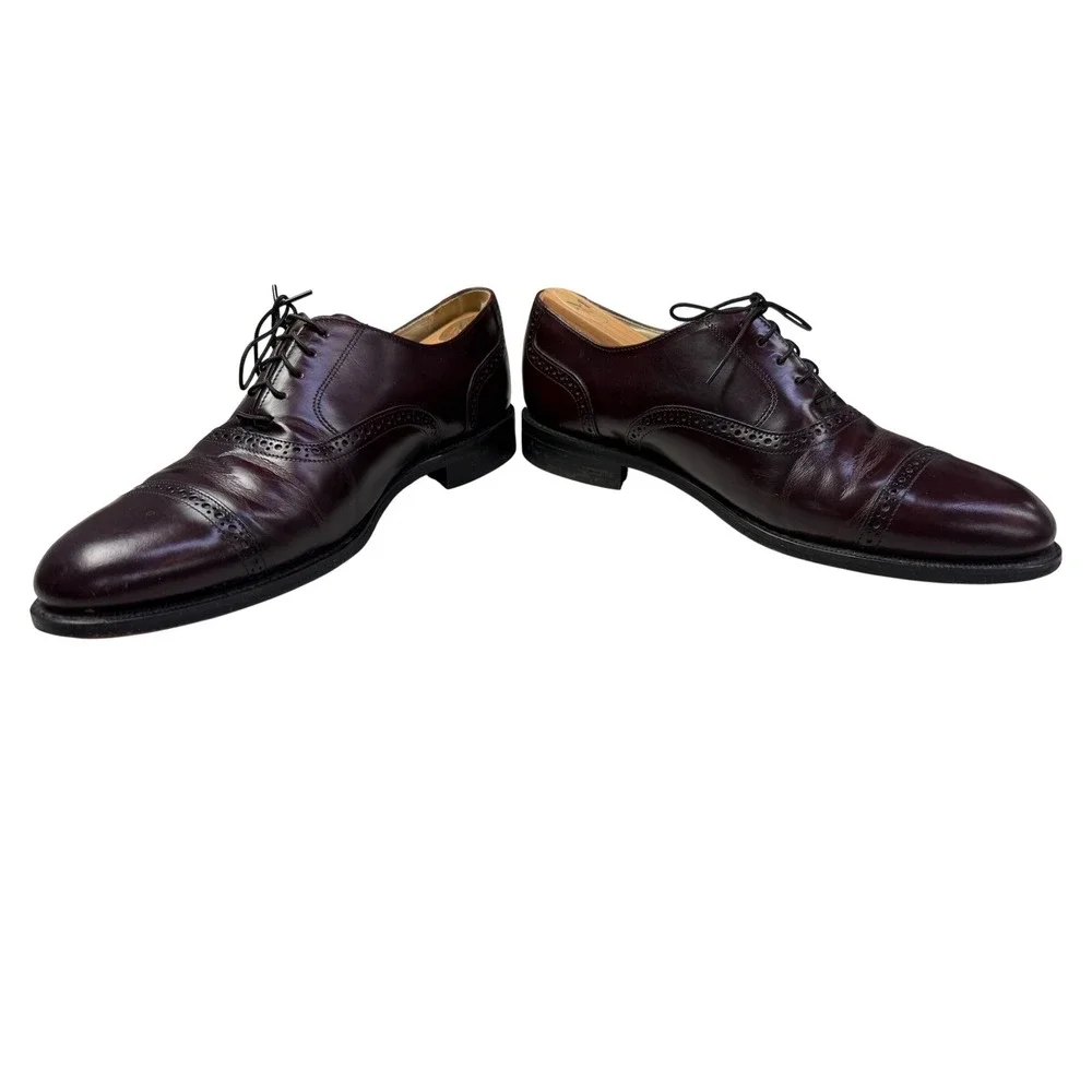 Bostonian‎ Impression Mens 12 D/B Burgundy Leather Cap Toe Brogue Oxfords USA